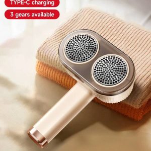 1pc Fabric Shaver, Electric Lint Remover,Electric Portable Sweater Defuzzer With 3 Speeds,Rechargeable Lint Shaver(6-Leaf Blades), LED Display , USB Charging To Remove Pilling For Clothes, Furniture, Sweater, Couch, Blanket Beige